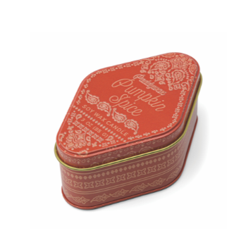 Paddywax Station 3.5 oz Orange Printed Bandana Patterned Tin - Pumpkin Spice