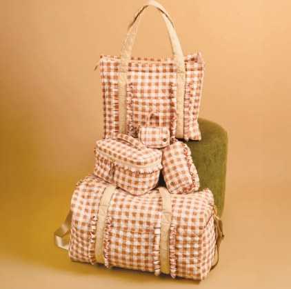 The Darling Effect - Glam & Go Quilted Cosmetic Bag - Maple Gingham
