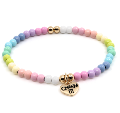 Charm It! Gold Pastel Stretch Bead Bracelet