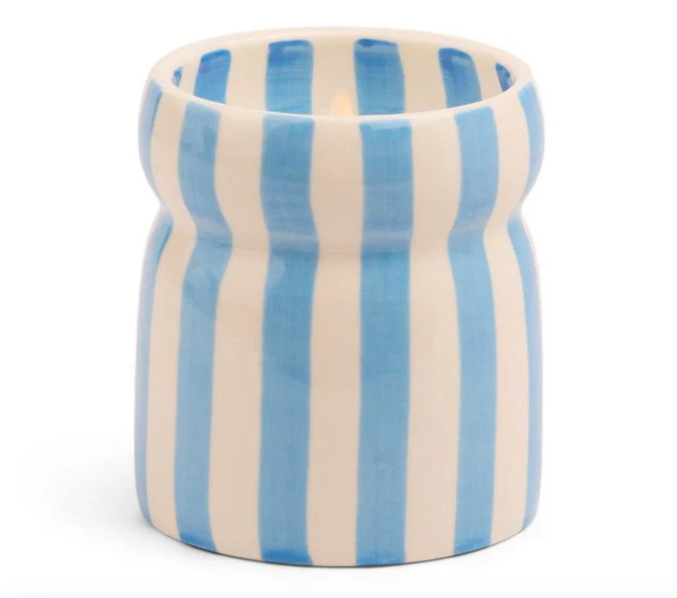 Paddywax 6.5 Oz Cabana Blue Striped Ceramic Candle - Lost At Sea