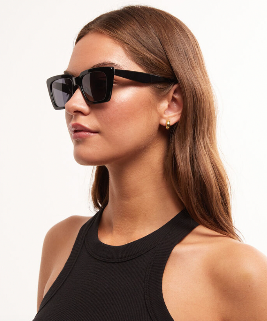 Z Supply Sunglasses - Feel Good Polished Black - Grey Polarized