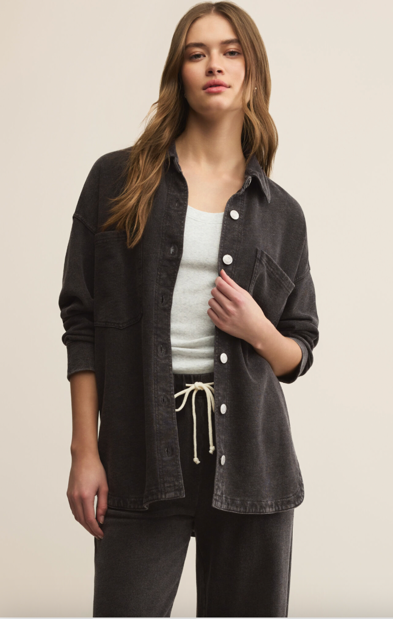 Z Supply All Day Knit Denim Jacket - Vintage Black