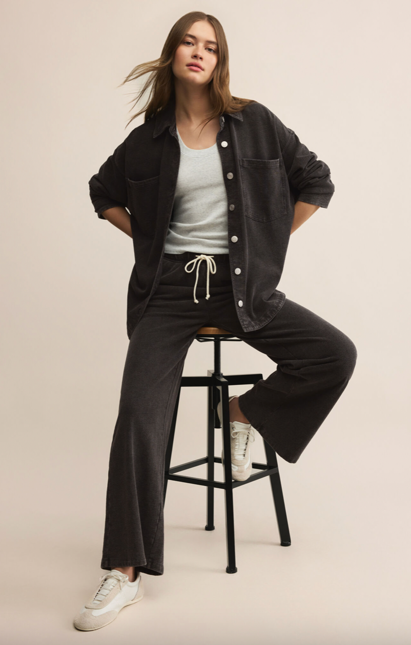 Z Supply All Day Knit Denim Jacket - Vintage Black