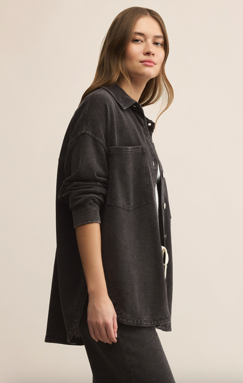 Z Supply All Day Knit Denim Jacket - Vintage Black