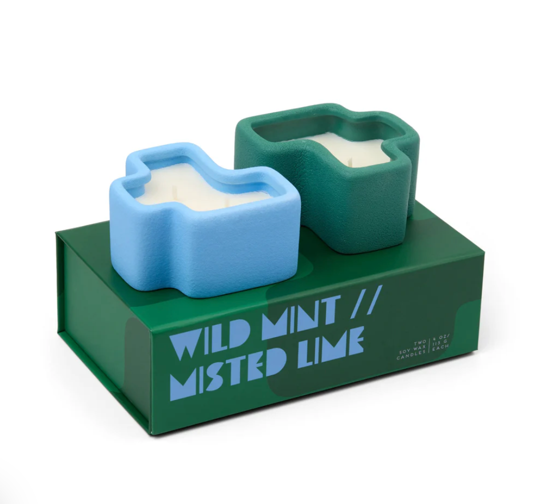 Paddywax Wild Mint & Misted Lime - Jigsaw 4 oz Candle Boxed Set