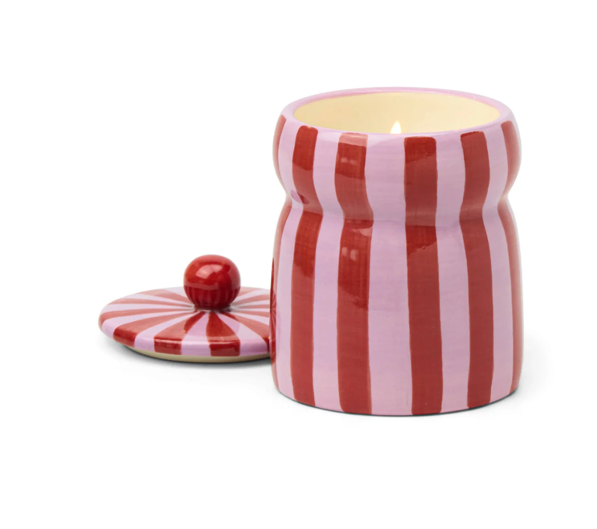 Paddywax Red/Pink Cabana Candle w/Lid - Pink Peppermint