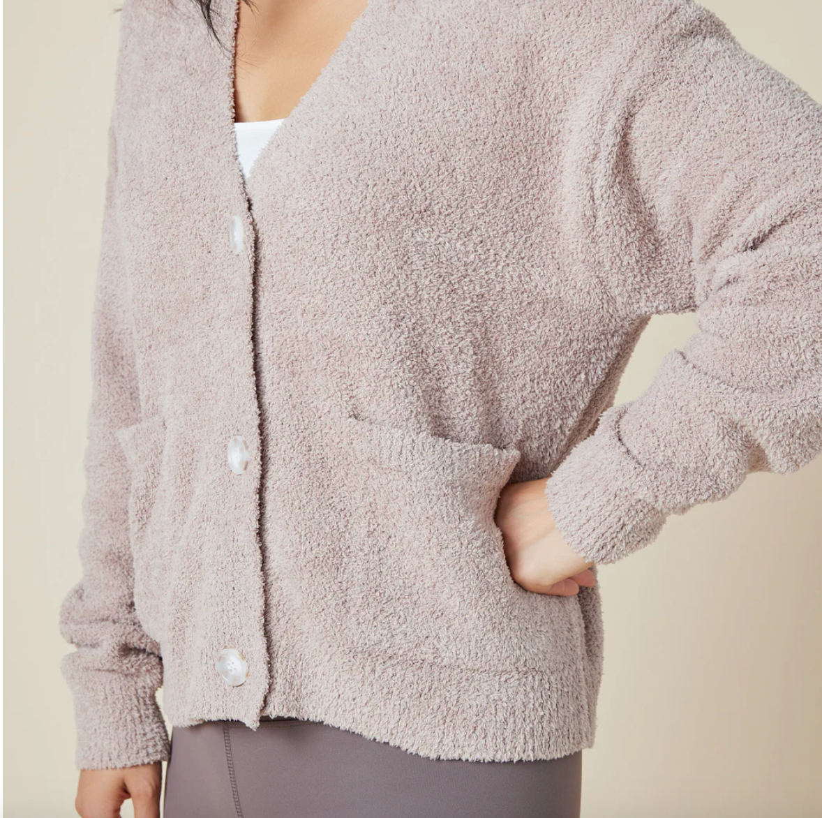 Softies Solid Marshmallow Crop Cardigan - Coco
