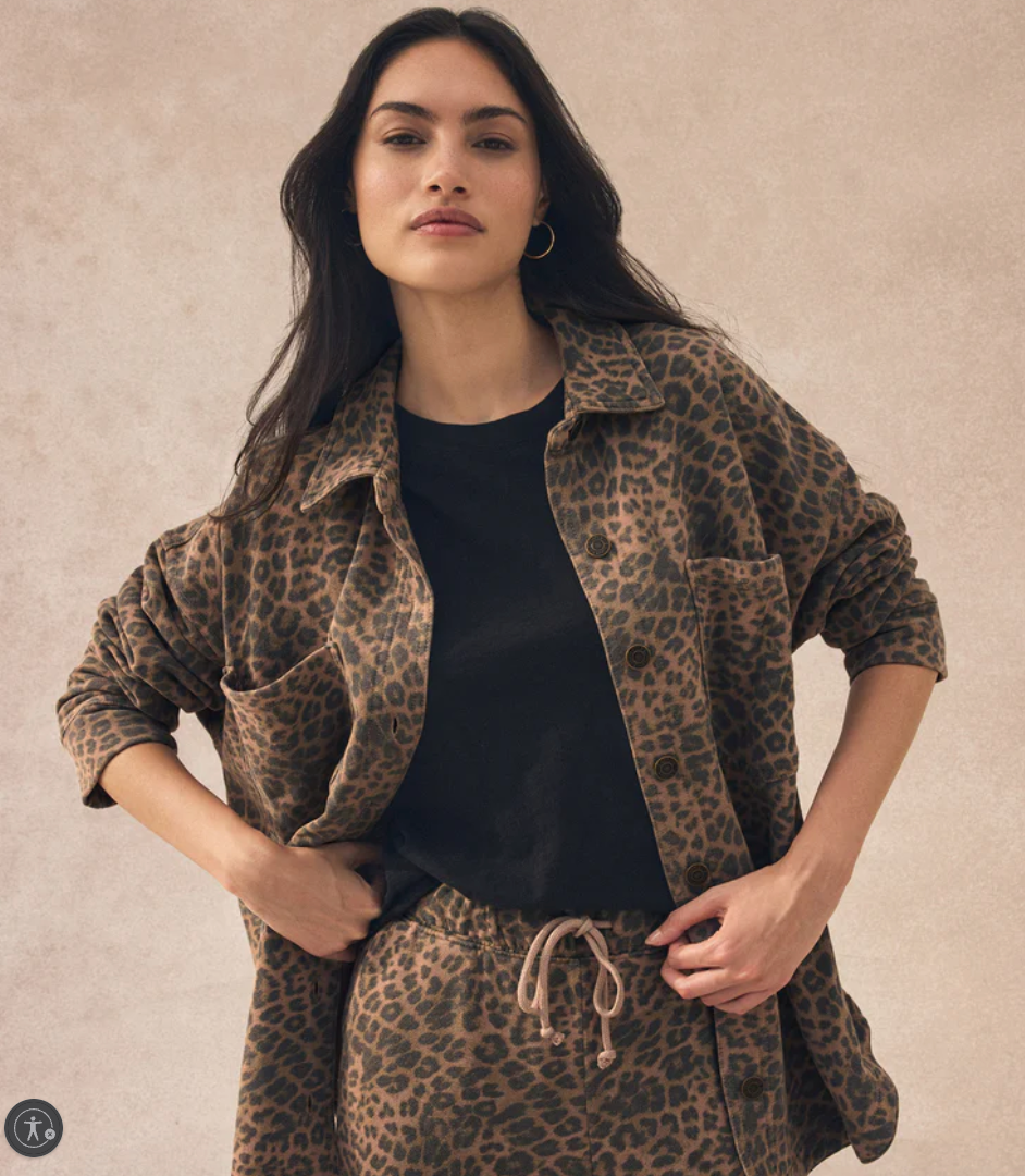 Z Supply All Day Knit Denim Jacket - Leopard