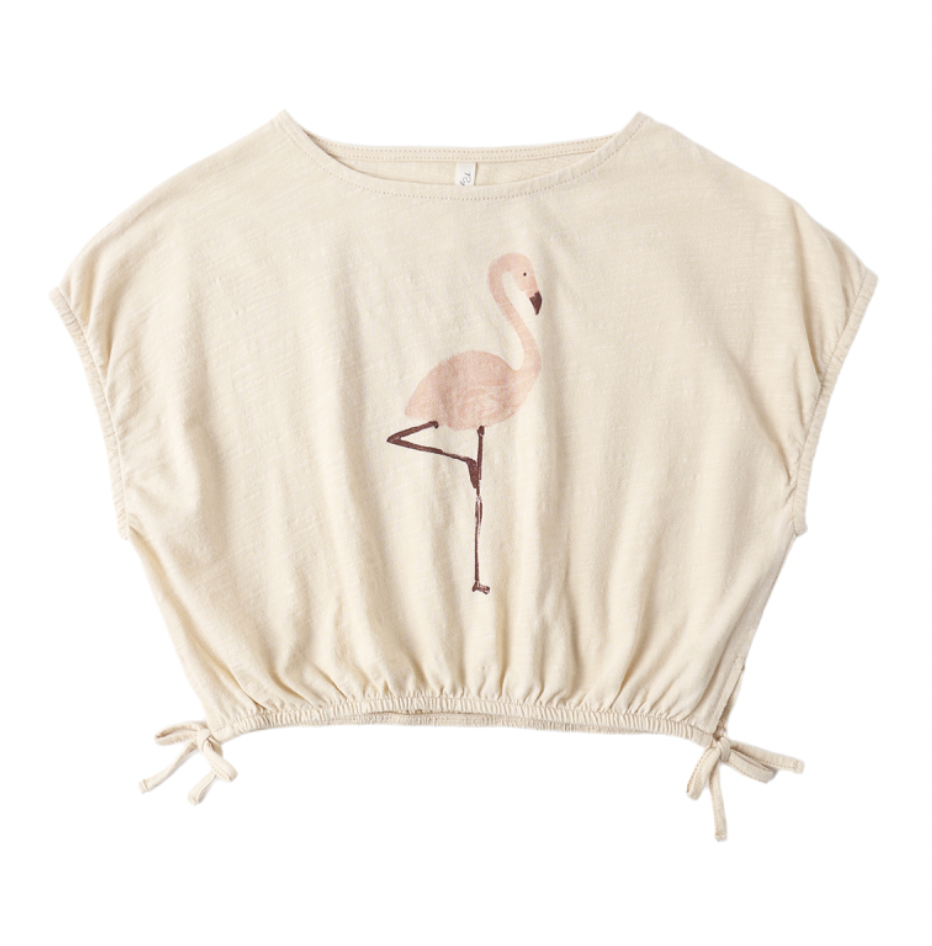 RYLEE + CRU CROPPED CINCH TEE FLAMINGO