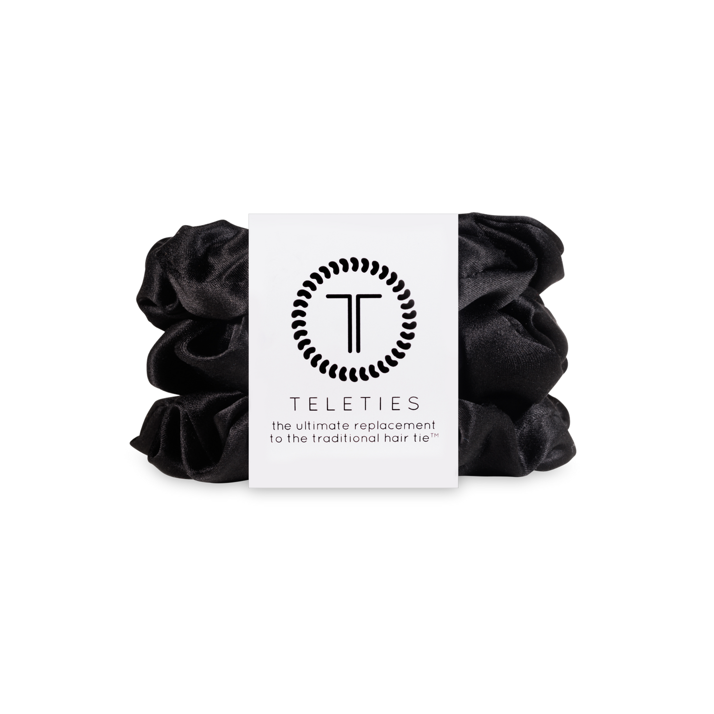 TELETIES - Silk Hair Scrunchie | Large | Jet Black