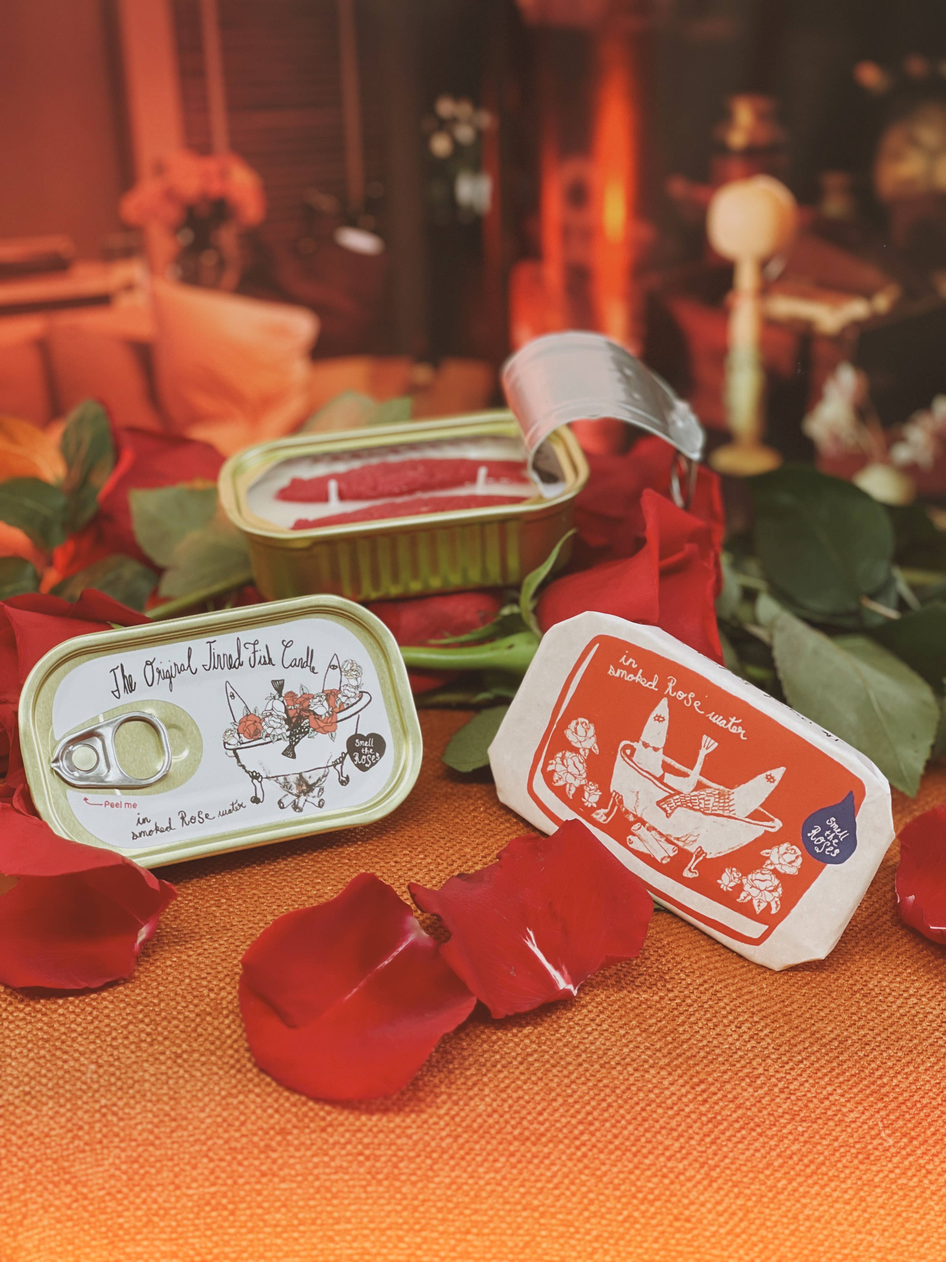 Tinned Candle - Tinned Fish Candle - Smoked Rose Water