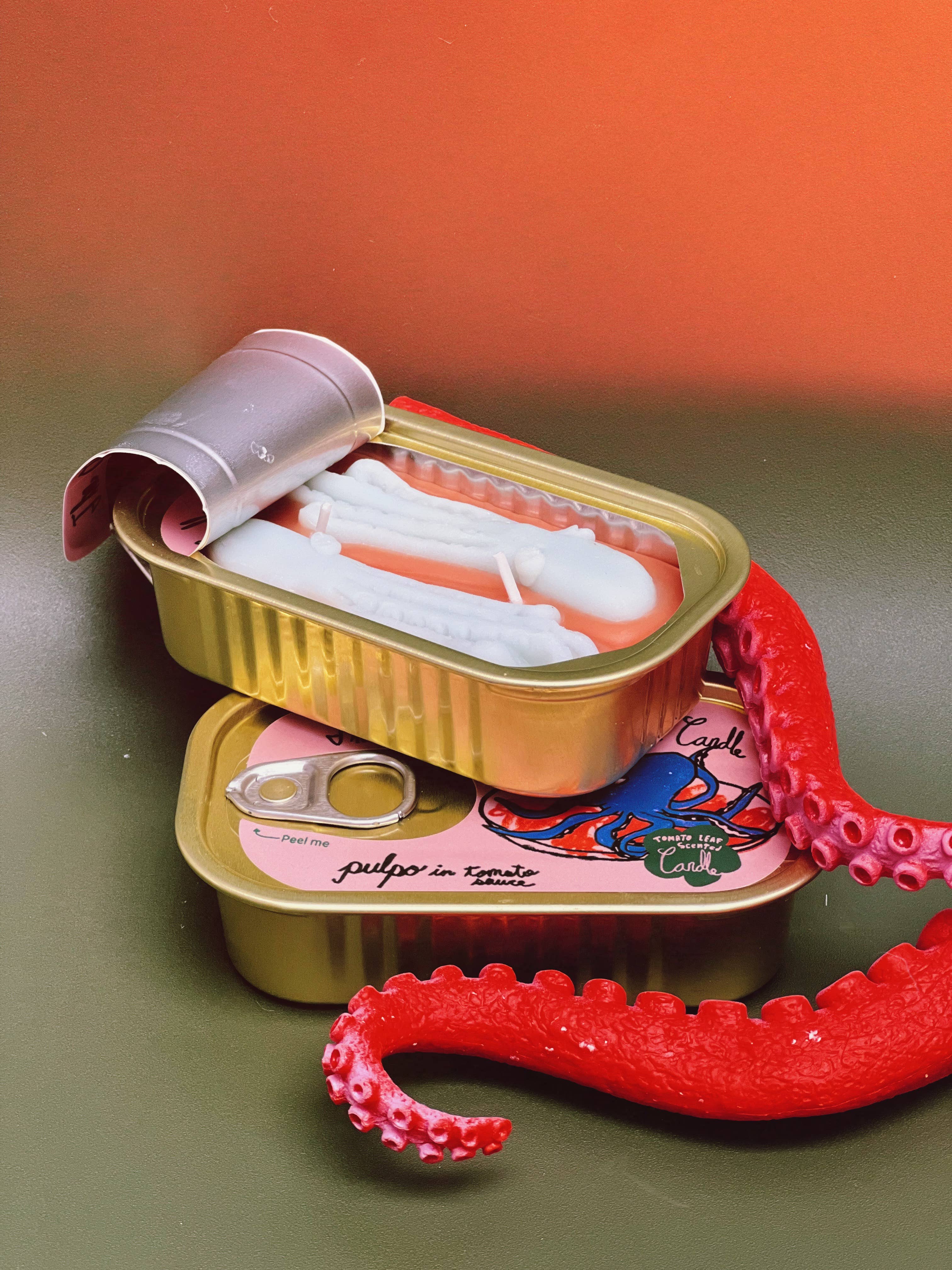 Tinned Candle - Tinned Fish Candle - Pulpo in Tomato Sauce