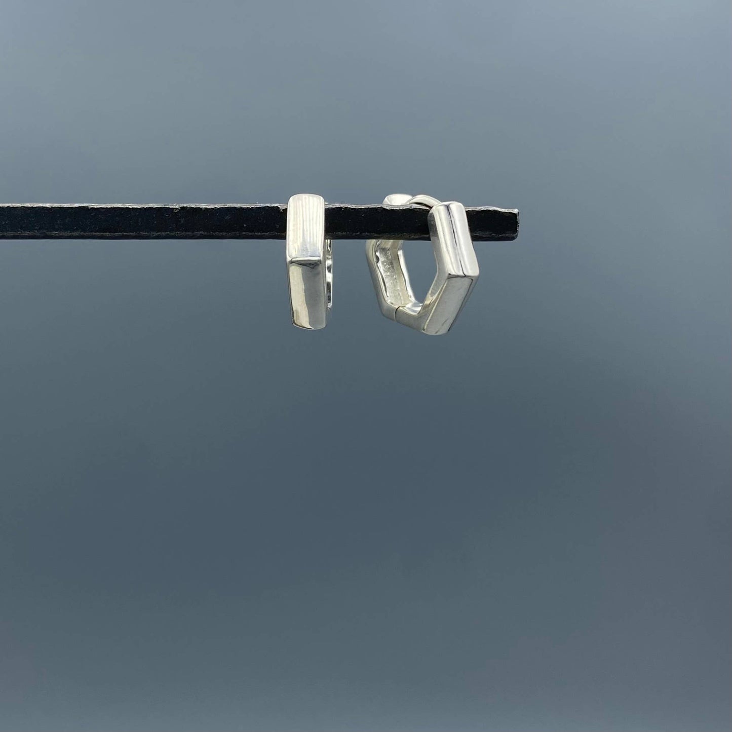 Something Silver - Hexagon Hinged Clicker Hoops