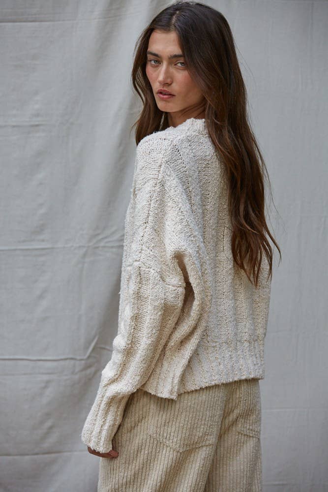 By Together - W2237 | Knit Sweater Cotton Acrylic Wide Ribbed Pullover
