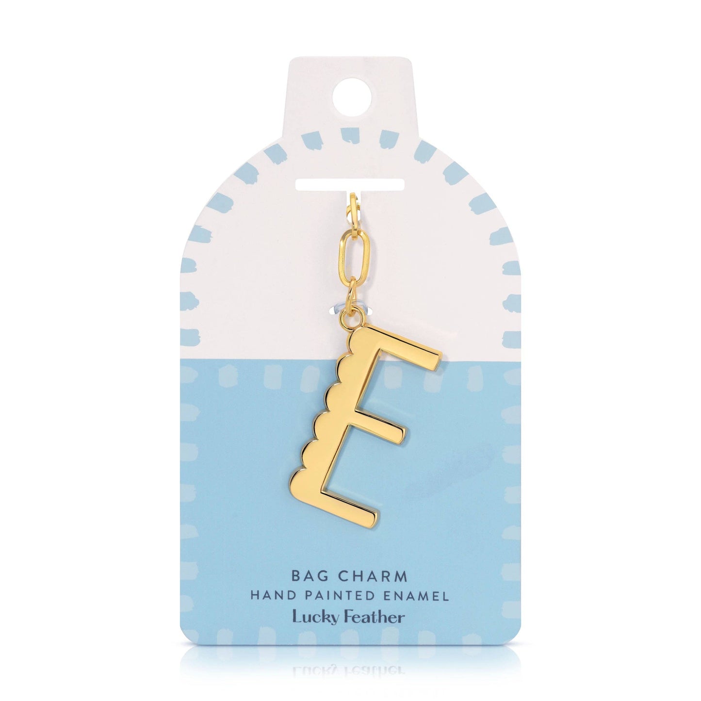 Lucky Feather - Enamel Bag Charm / Keychain - Letter - E