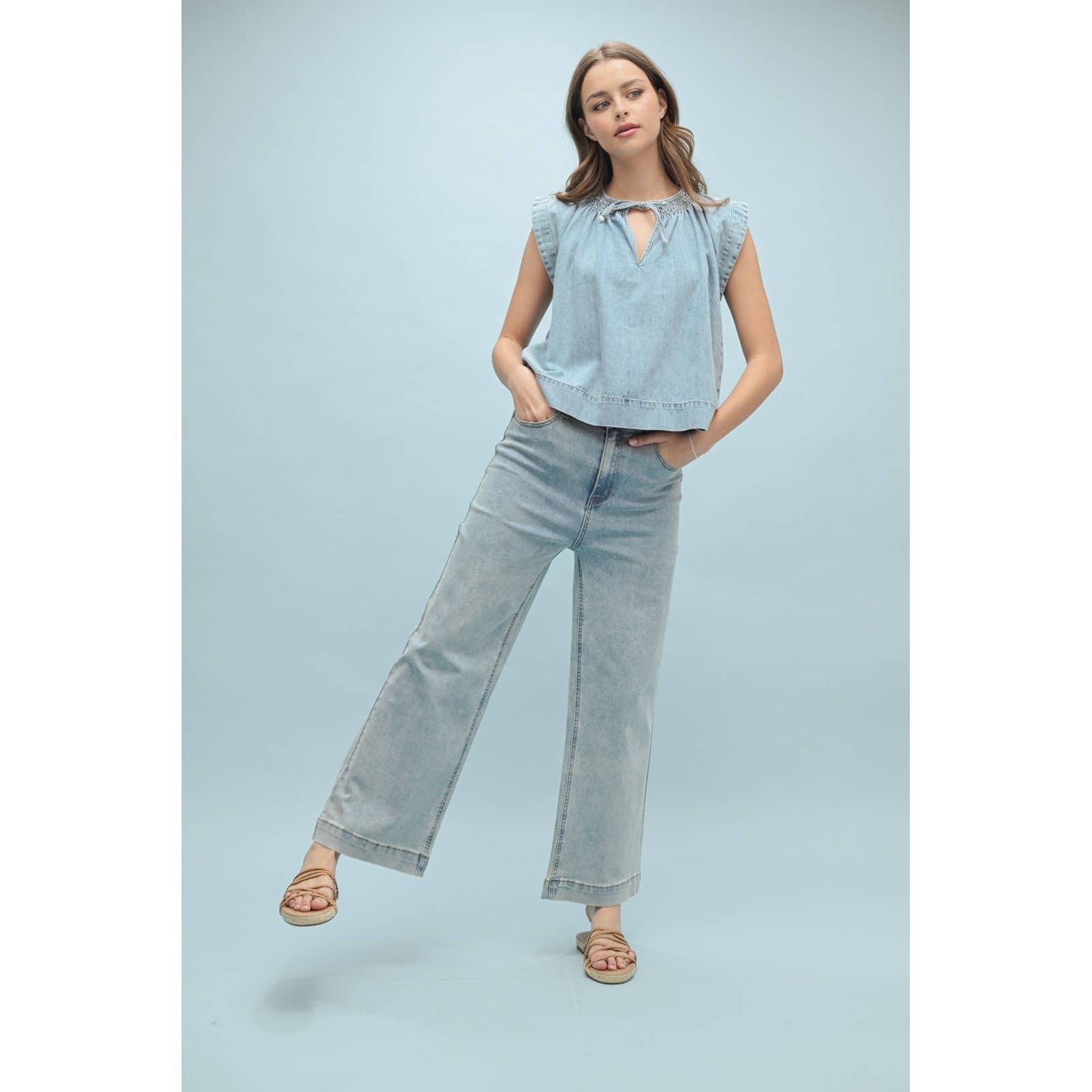 Wishlist Apparel - DENIM SLEEVELESS BLOUSE
