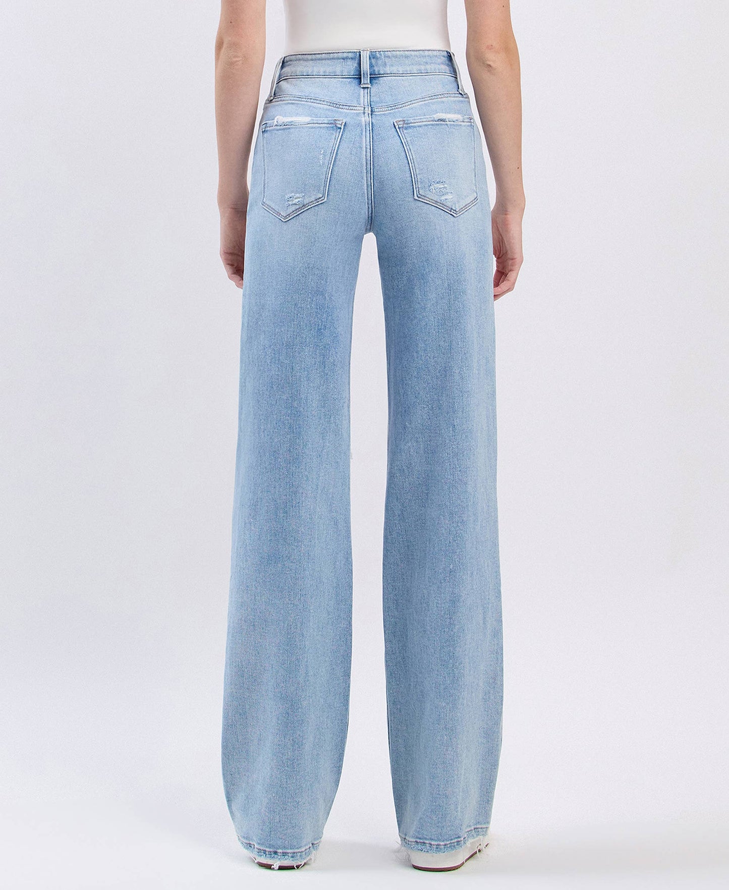 FLYING MONKEY - HIGH RISE DISTRESSED WIDE LEG JEANS