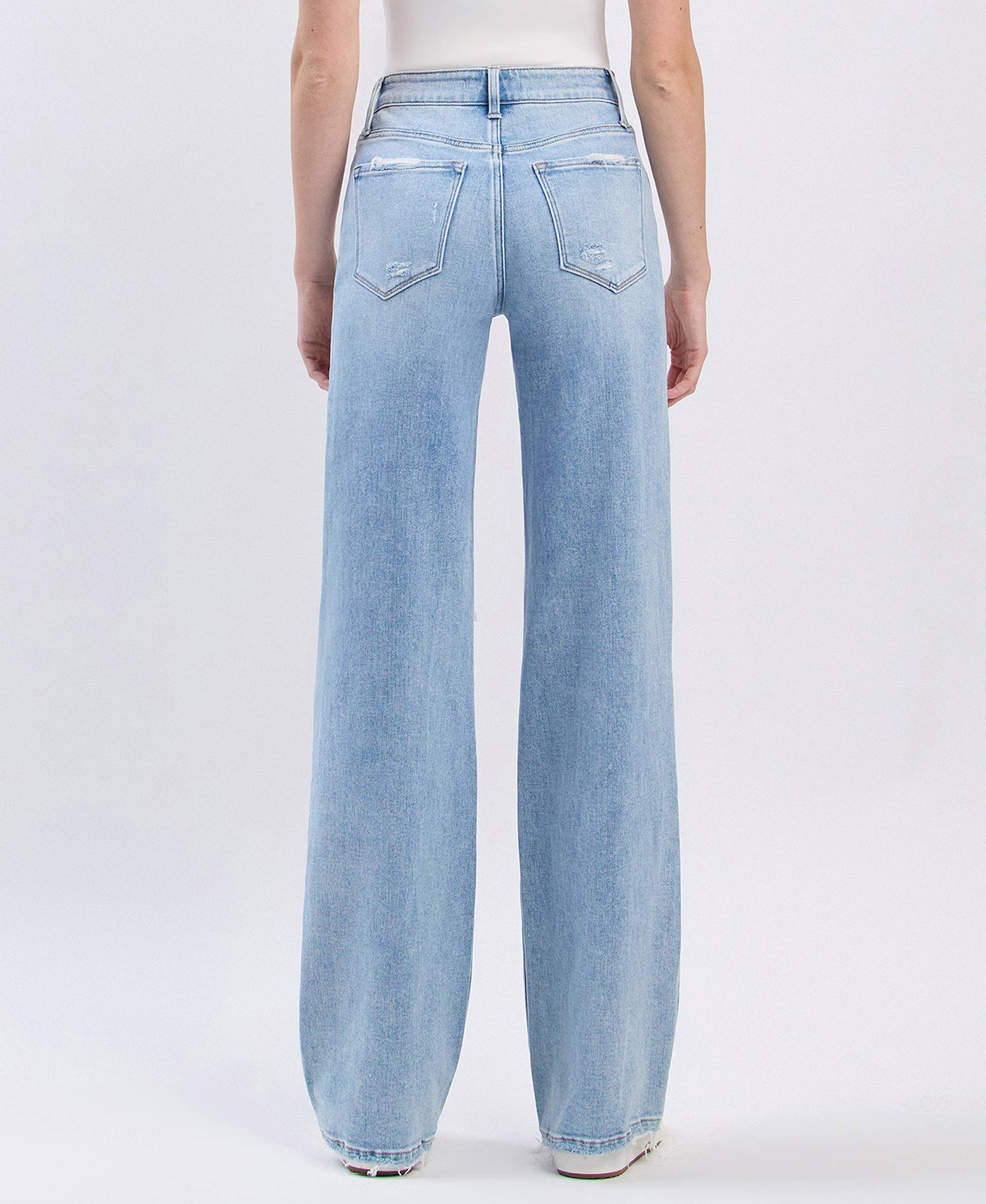 FLYING MONKEY - HIGH RISE DISTRESSED WIDE LEG JEANS