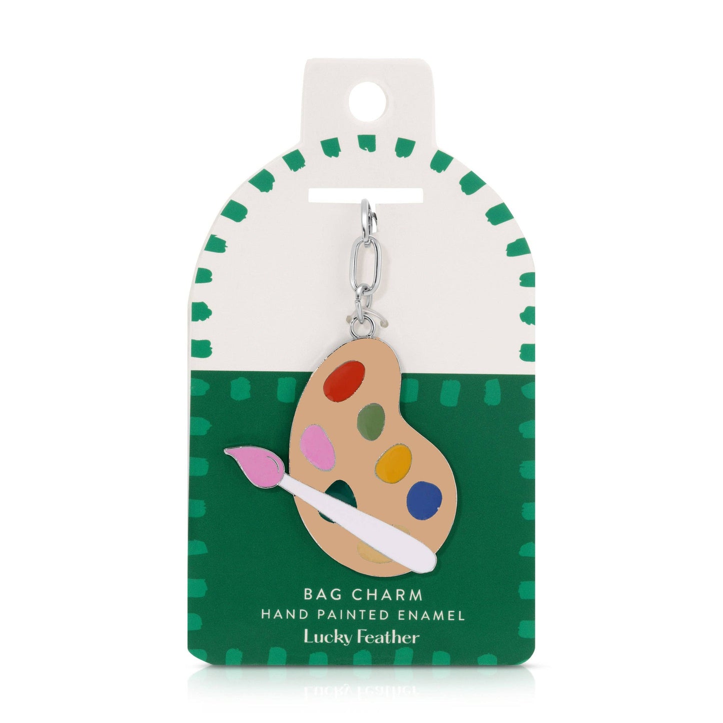 Lucky Feather - Enamel Bag Charm - Paint Palette