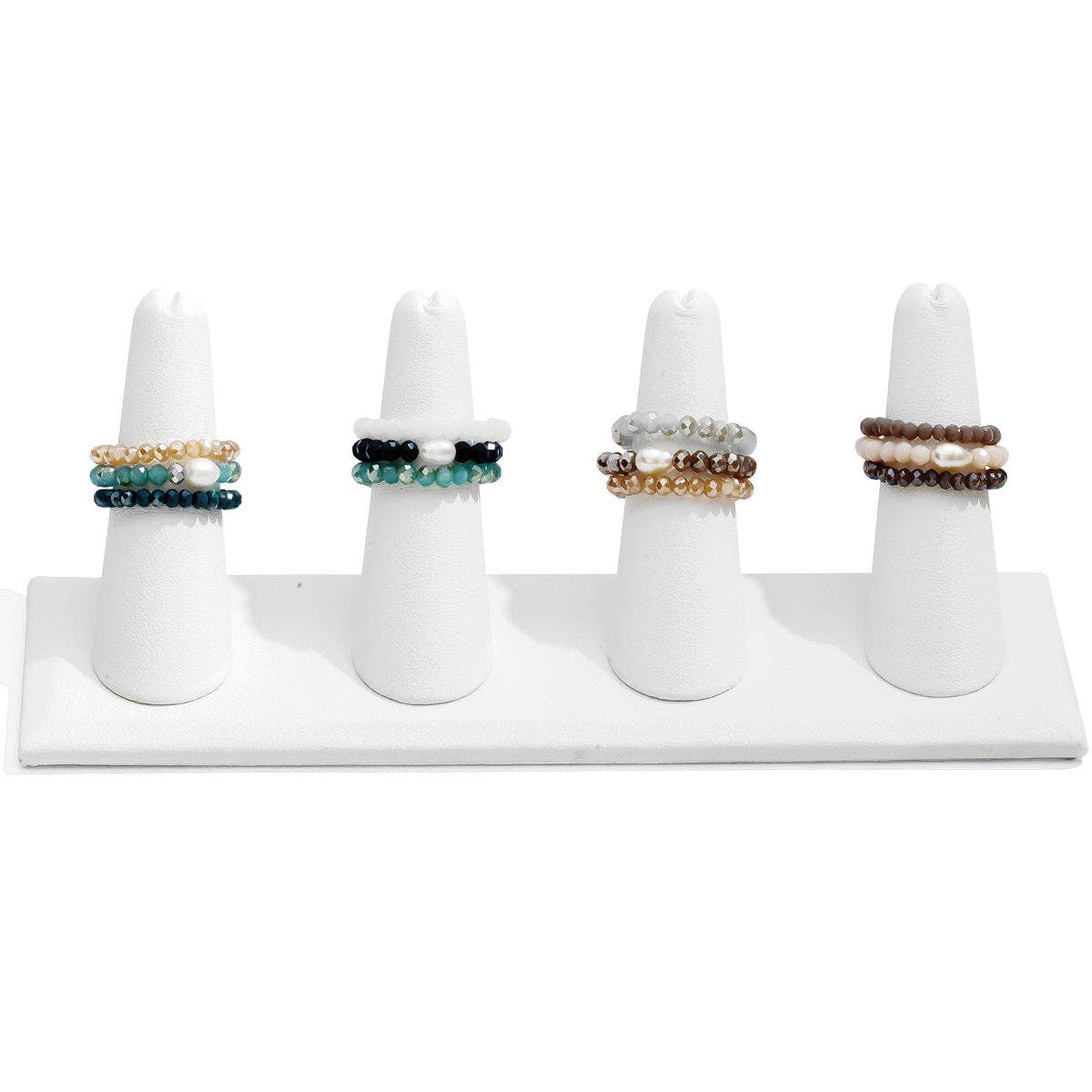 Splendid Iris - Set/3 Crystal & Pearl Rings