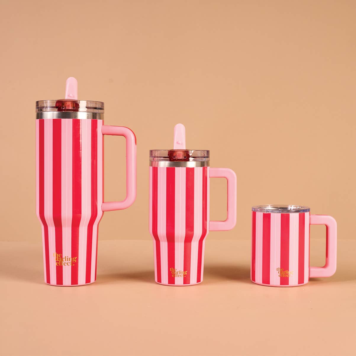The Darling Effect - 14 oz Insulated Mug-Peppermint Stripes