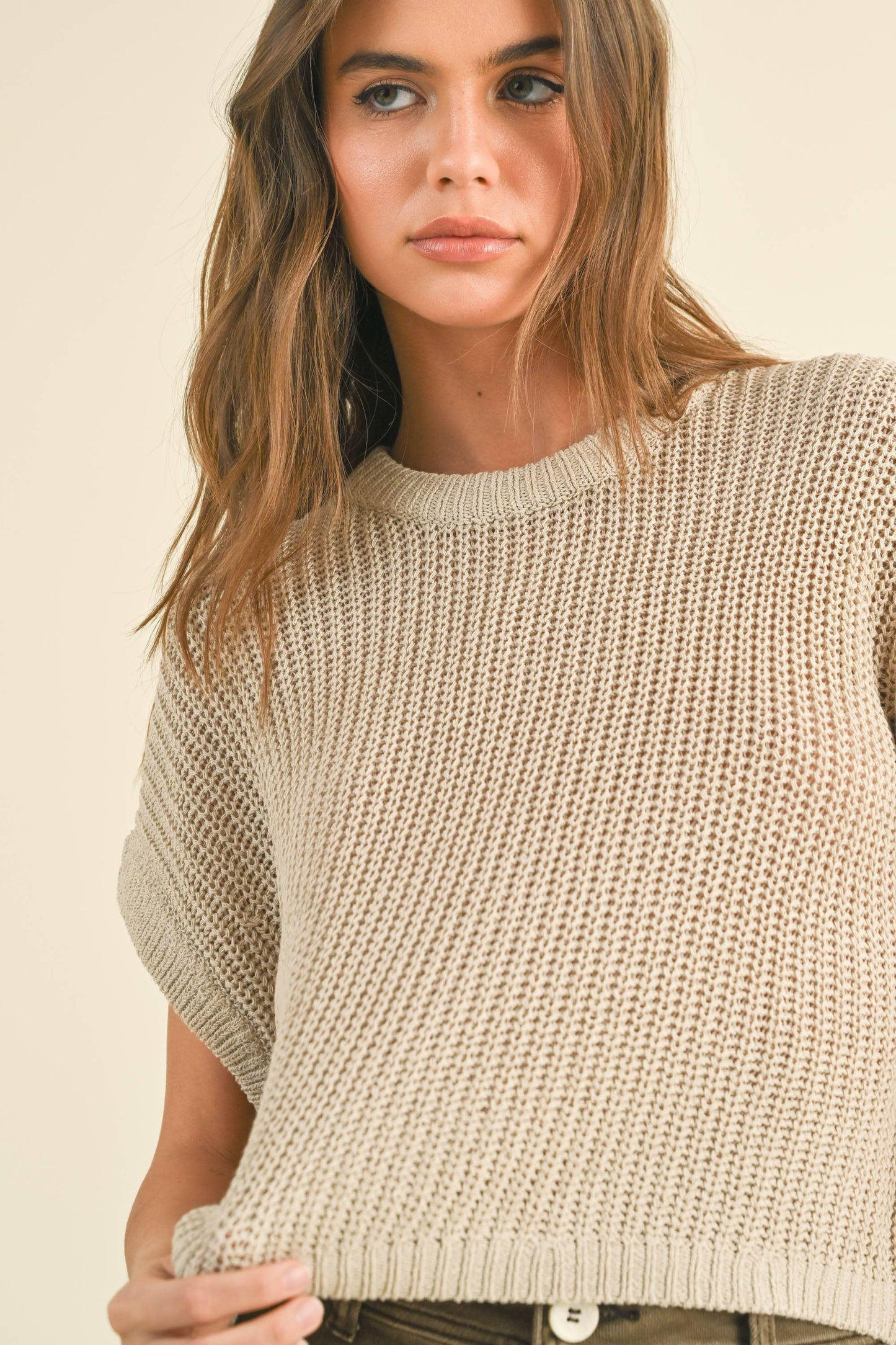 MIOU MUSE - DOLMAN SLEEVE KNITTED TOP - DENIM BLUE