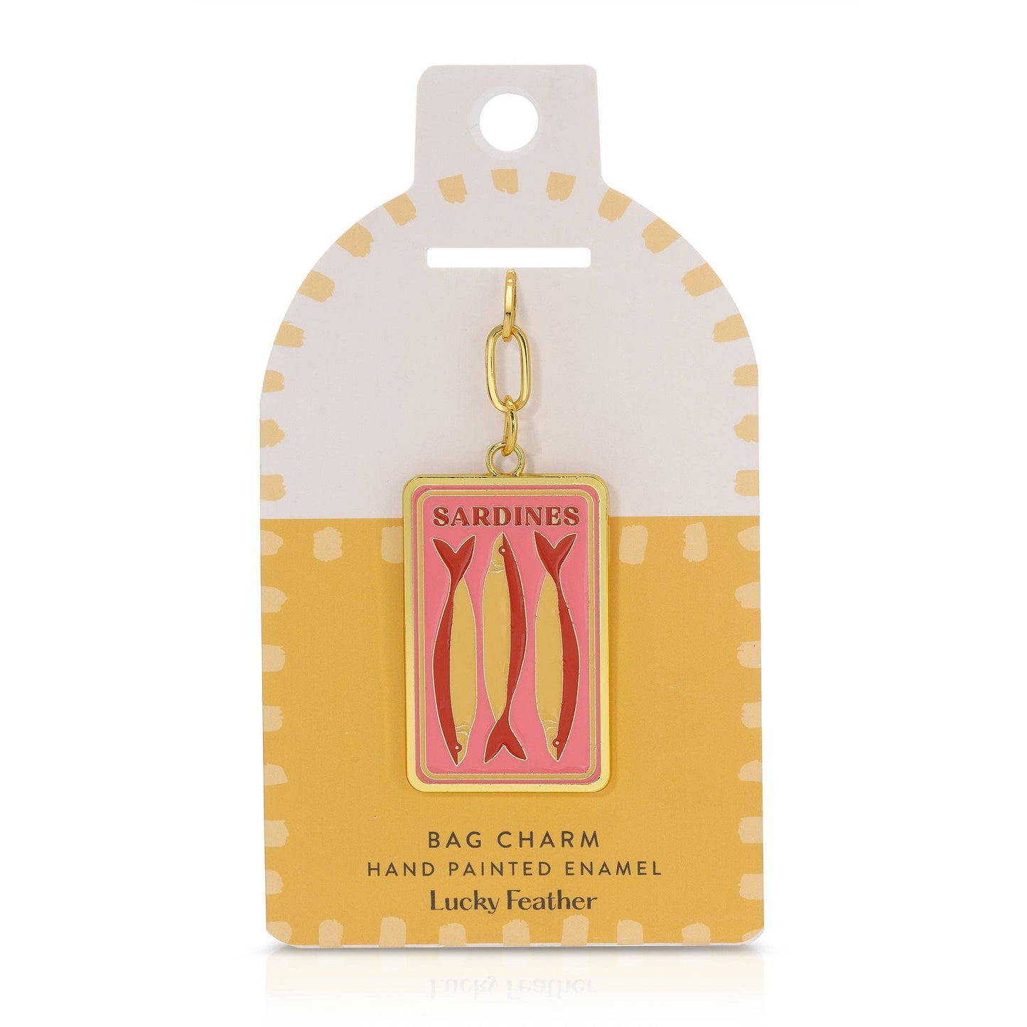 Lucky Feather - Enamel Bag Charm - Sardines