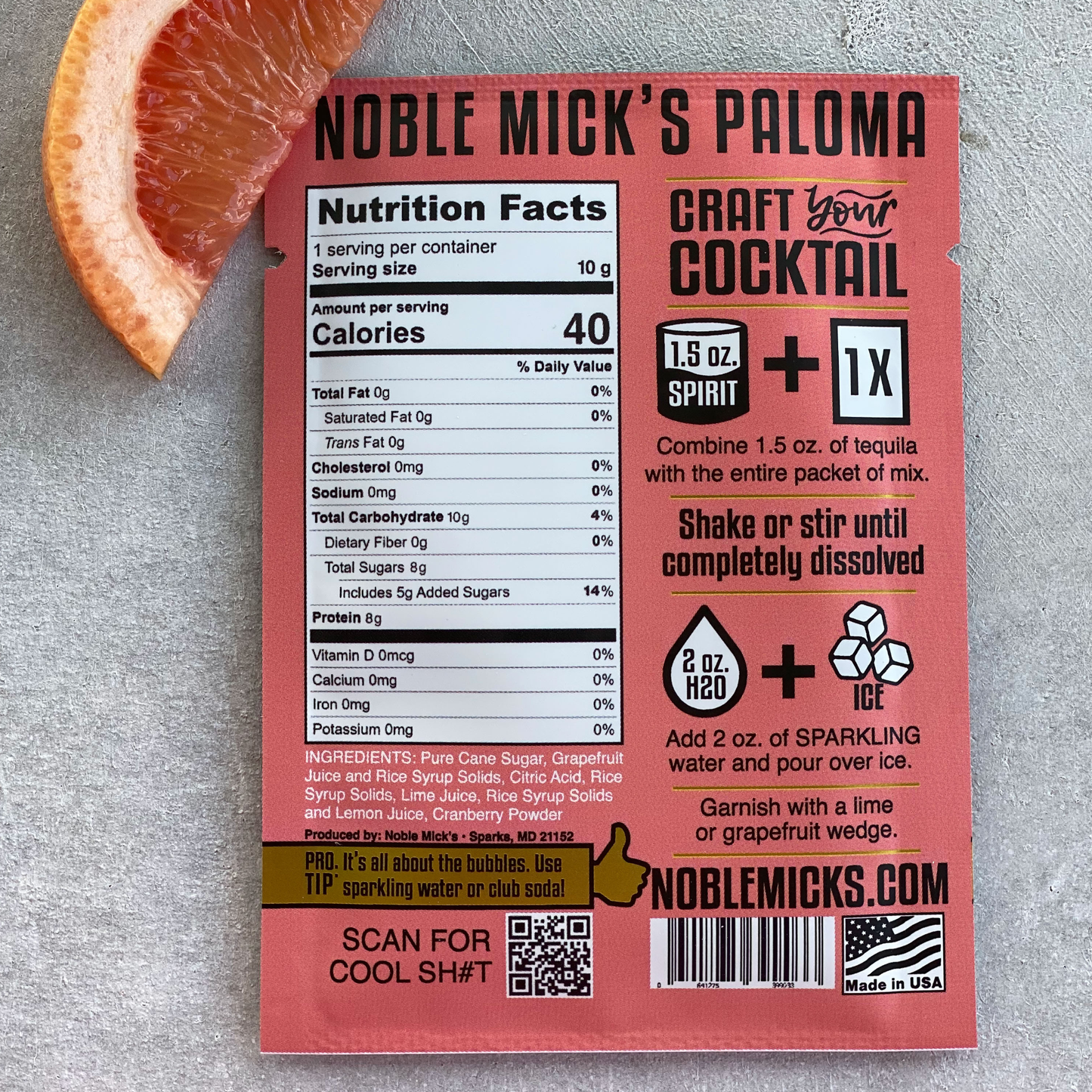 NOBLE MICK'S - Single Serve Craft Cocktails - Paloma Single Serve Craft Cocktail