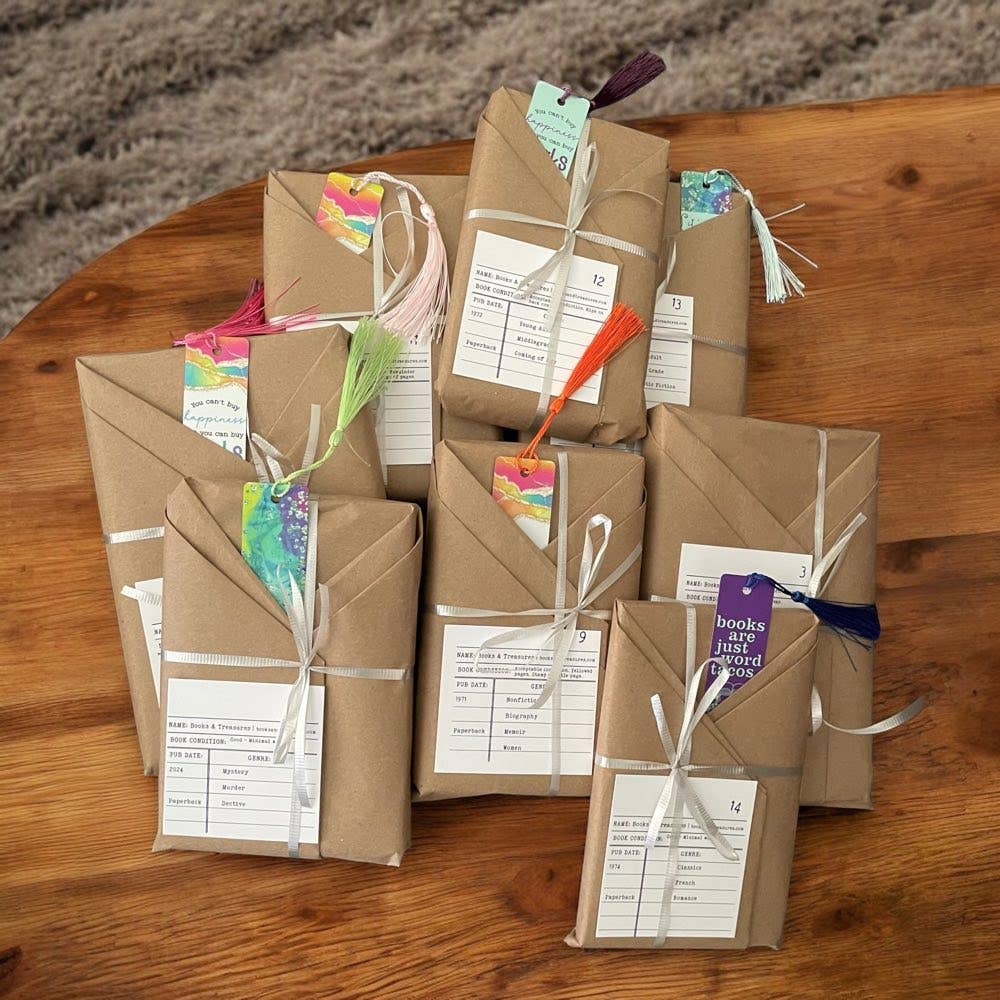 Books & Treasures - Blind Date with a Book with Handmade Metal Bookmarks - Mixed Genre