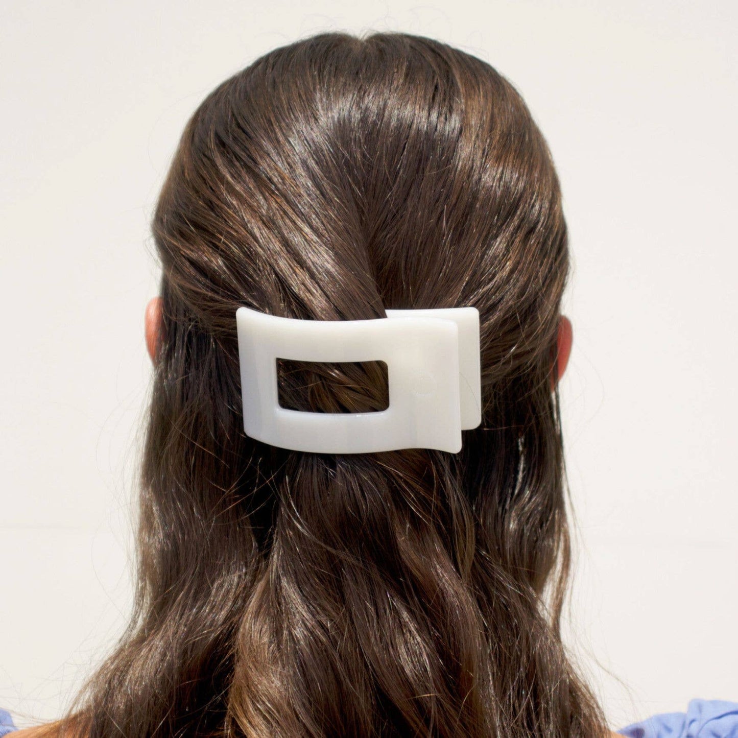 TELETIES - Flat Rectangle Hair Clip | Small | Coconut White