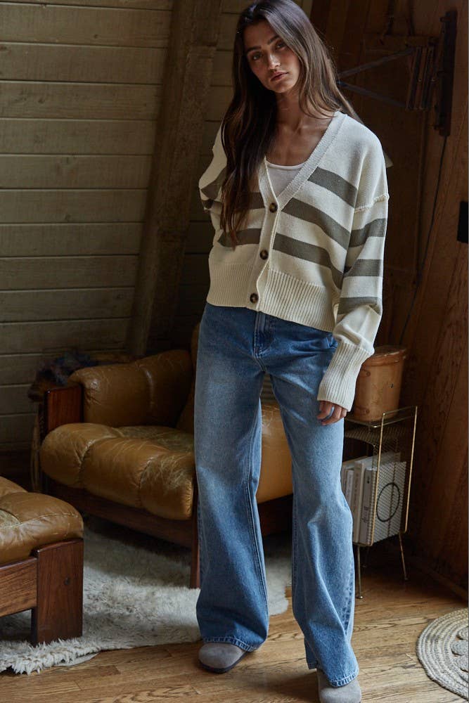 By Together - Knit Sweater Striped Cardigan