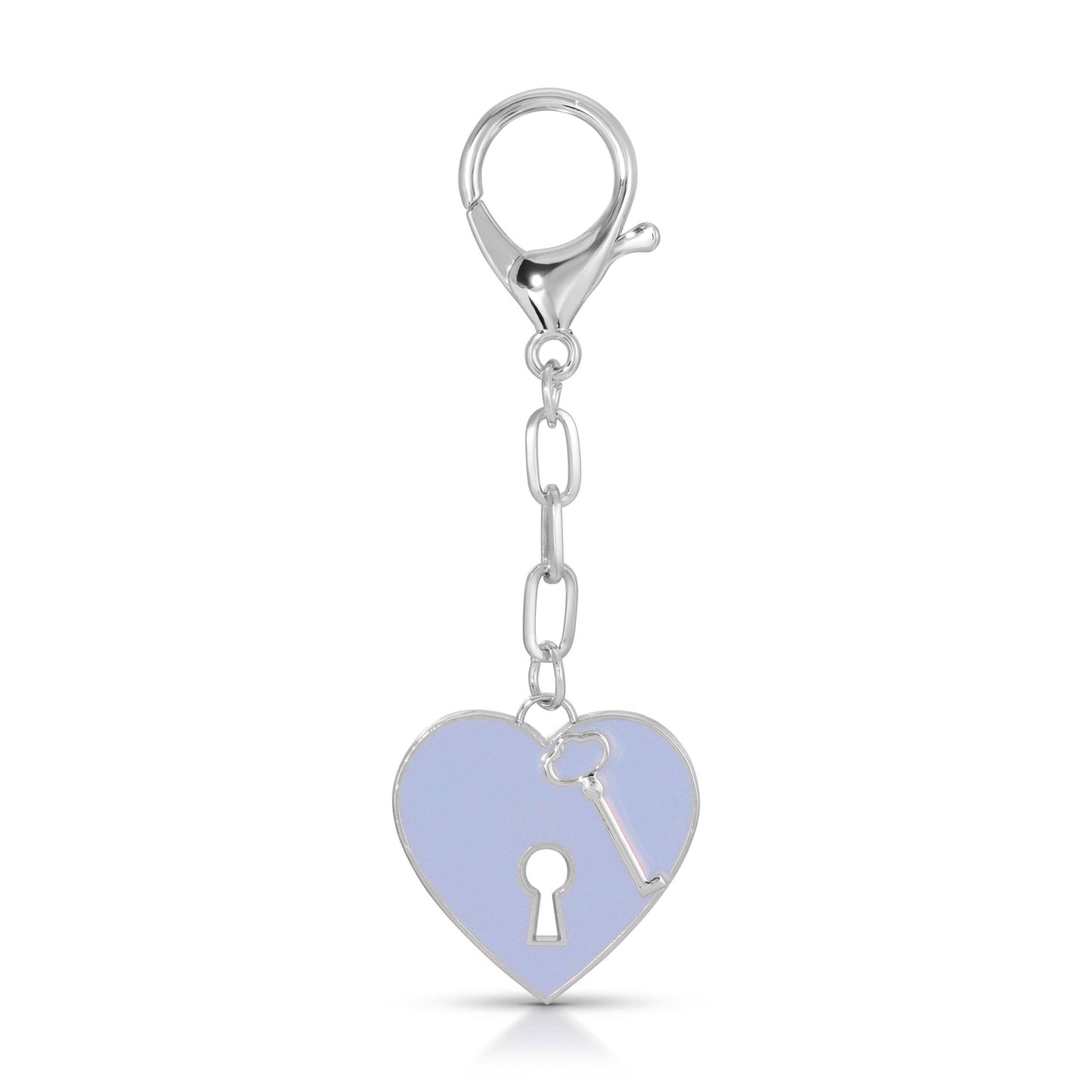 Lucky Feather - Enamel Bag Charm / keychain - Lock and Key