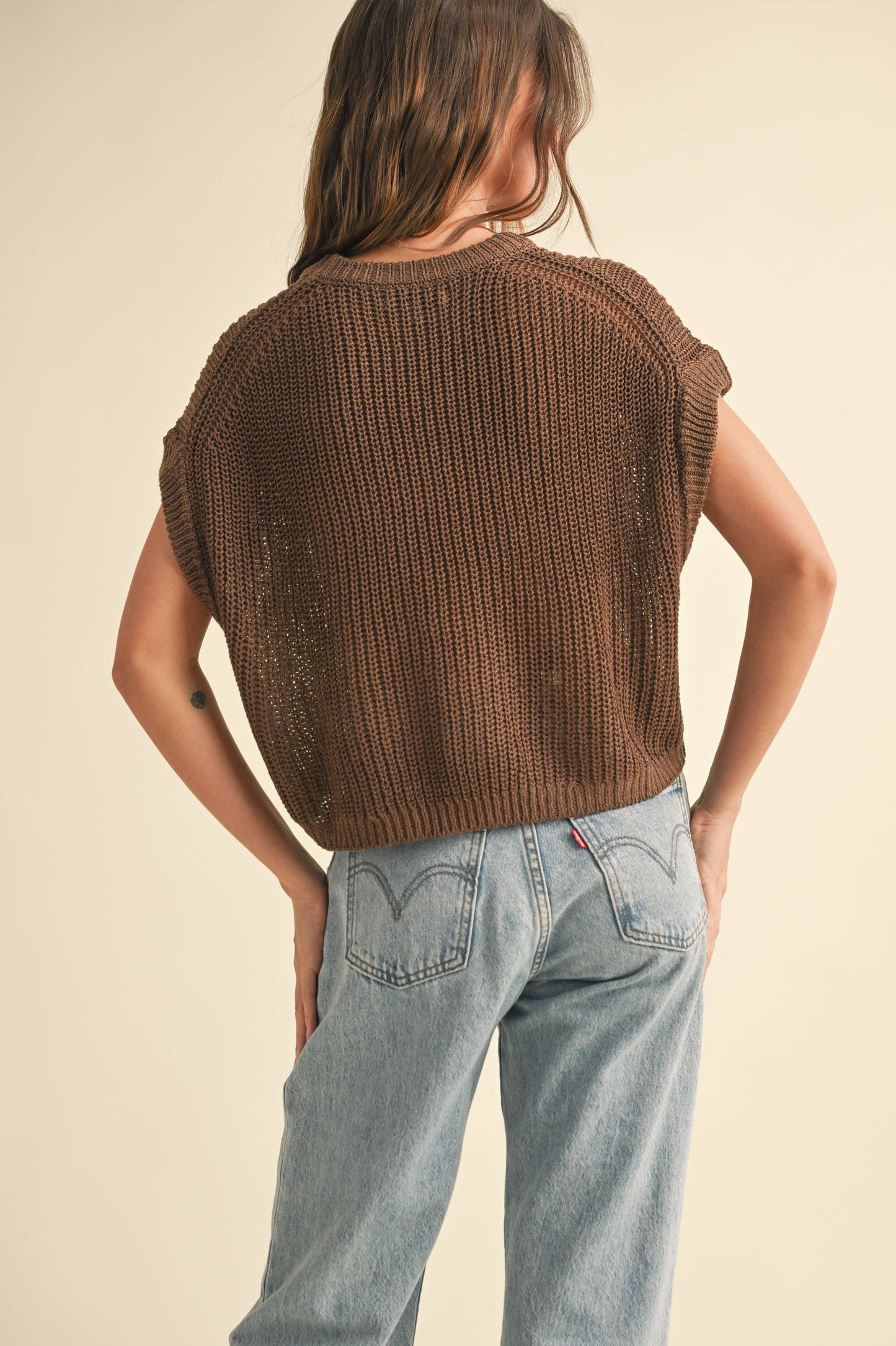 MIOU MUSE - DOLMAN SLEEVE KNITTED TOP - DENIM BLUE