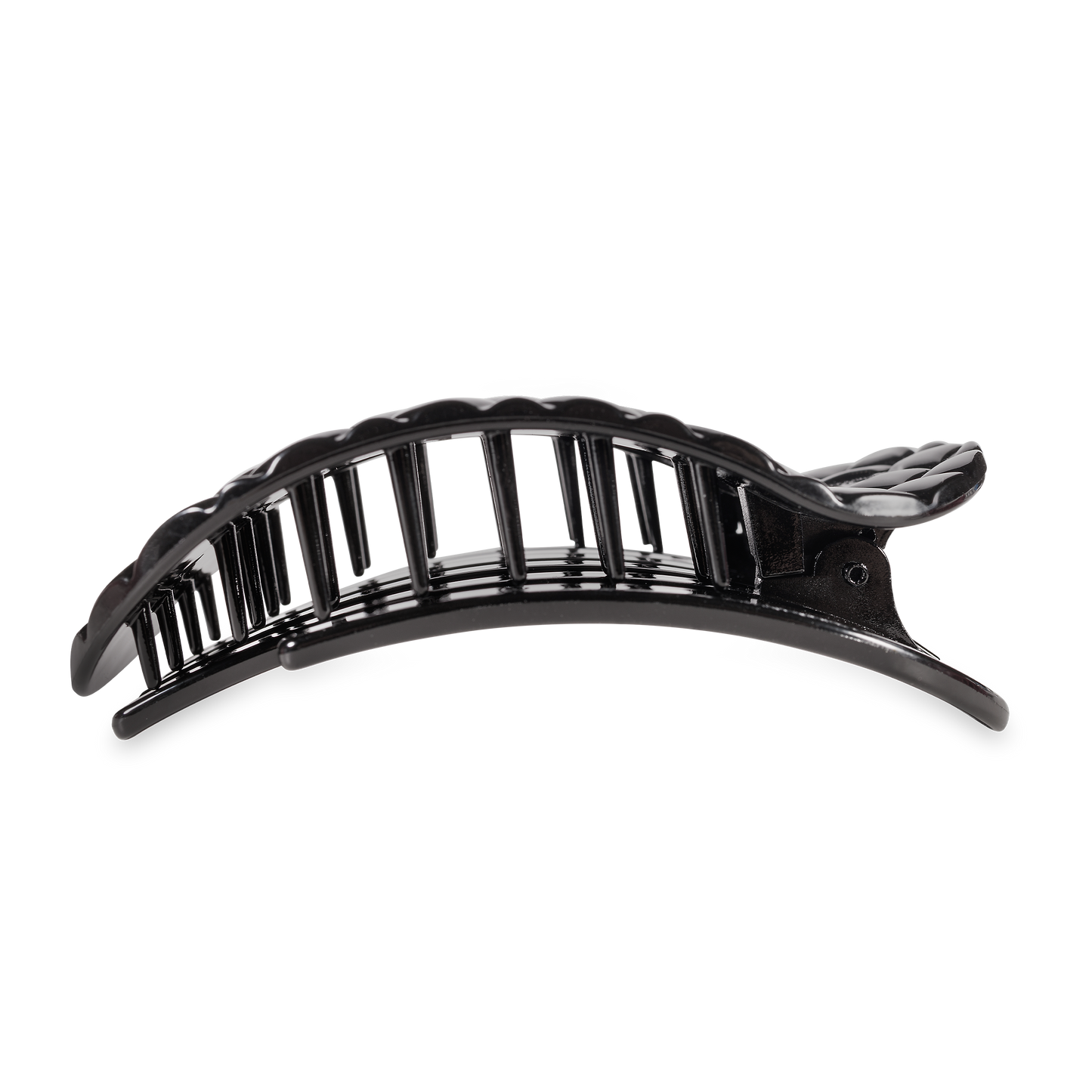 TELETIES - Flat Round Hair Clip | Large | Jet Black Quilted