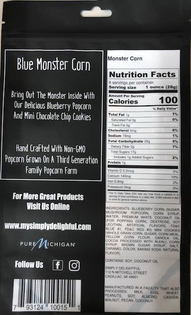 Simply Delightful - Blue Monster Popcorn 8 oz