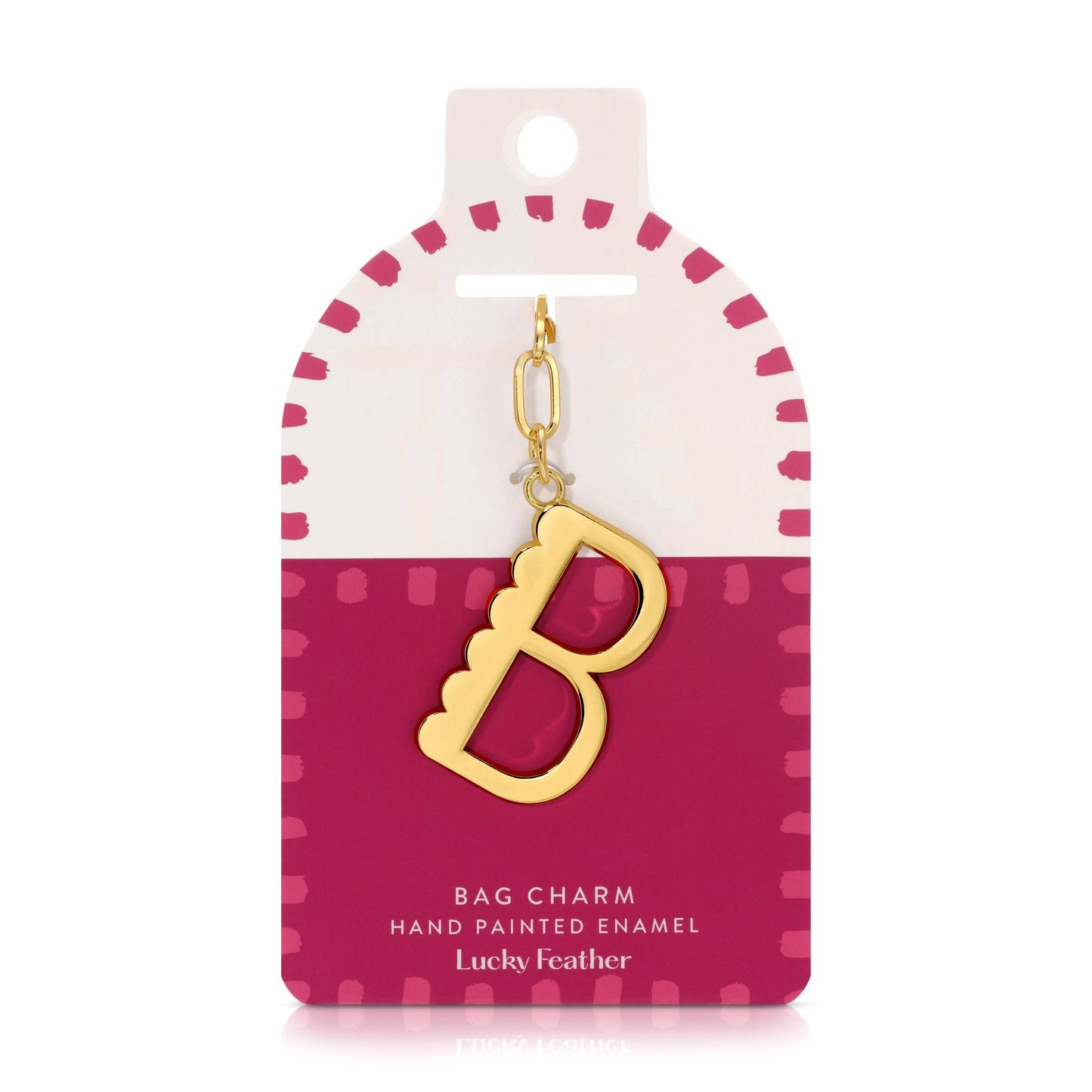 Lucky Feather - Enamel Bag Charm / Keychain - Letter - B