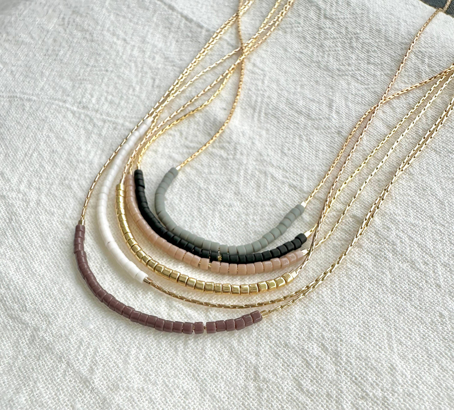 Ocean Breakup - Thin Minimalist Necklace - Neutrals
