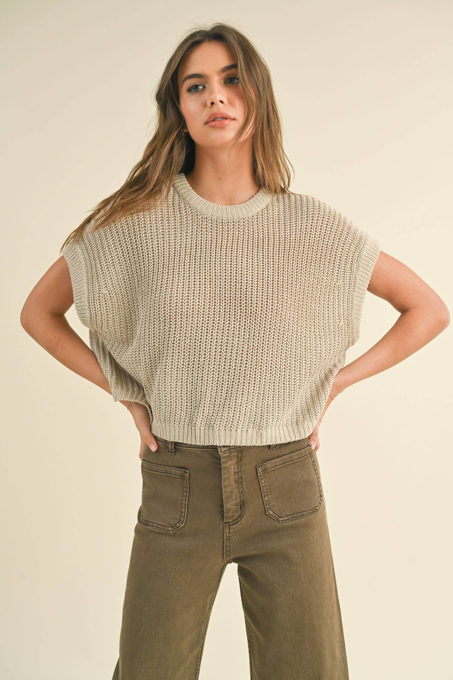 MIOU MUSE - DOLMAN SLEEVE KNITTED TOP - DENIM BLUE