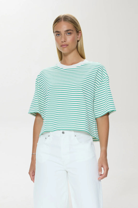 Pistola Mae Cropped Tee - Vert Stripe