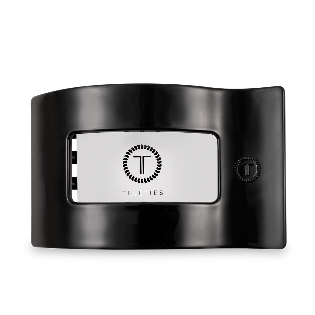 TELETIES - Flat Rectangle Hair Clip | Large | Jet Black