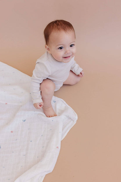The Blueberry Hill - Muslin Swaddle Nautical Ocean Baby Organic Whale Crab Gift