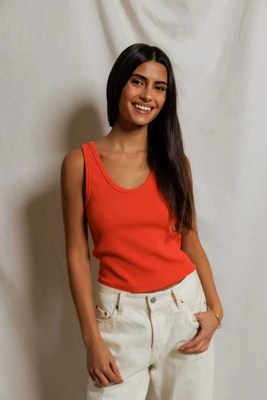 perfectwhitetee - blondie rib tank - clementine