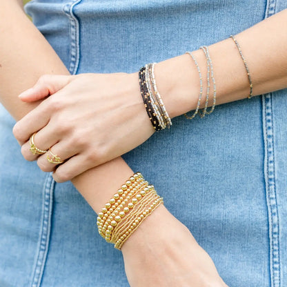 Splendid Iris - Classic Beaded Stretch Bracelets: Gold / 4mm