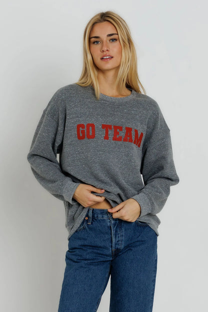 Sunny Somewhere - Go Team Oversized Crew Sweatshirt - Red