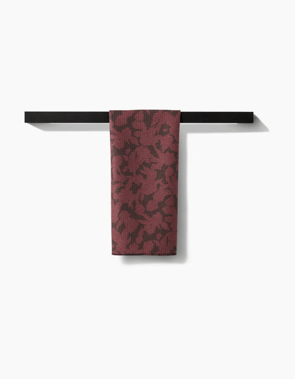 Geometry - Wild Wood Maroon Tea Towel