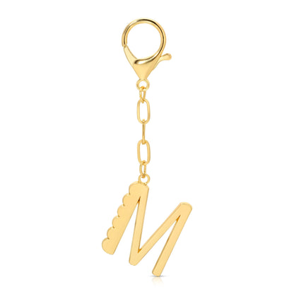 Lucky Feather - Enamel Bag Charm / Keychain - Letter - M