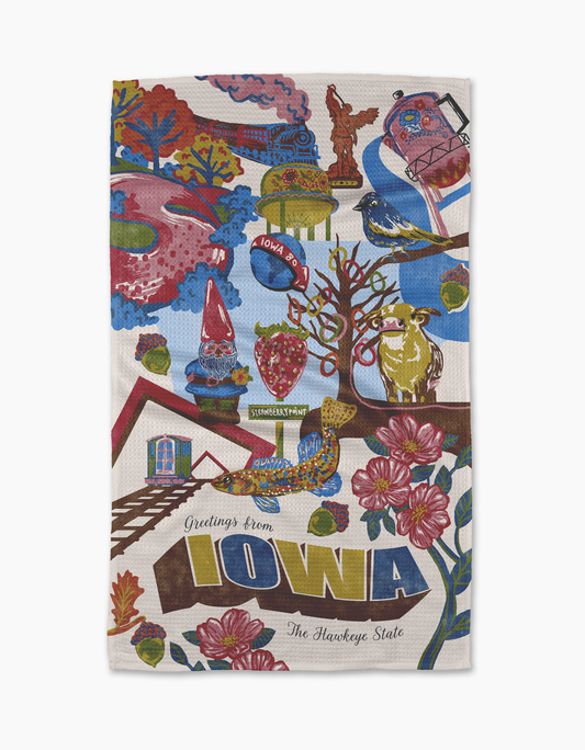 Geometry - Greetings From Iowa Tea Towel