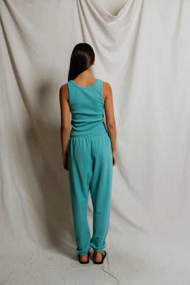 perfectwhitetee blondie rib tank - teal blue
