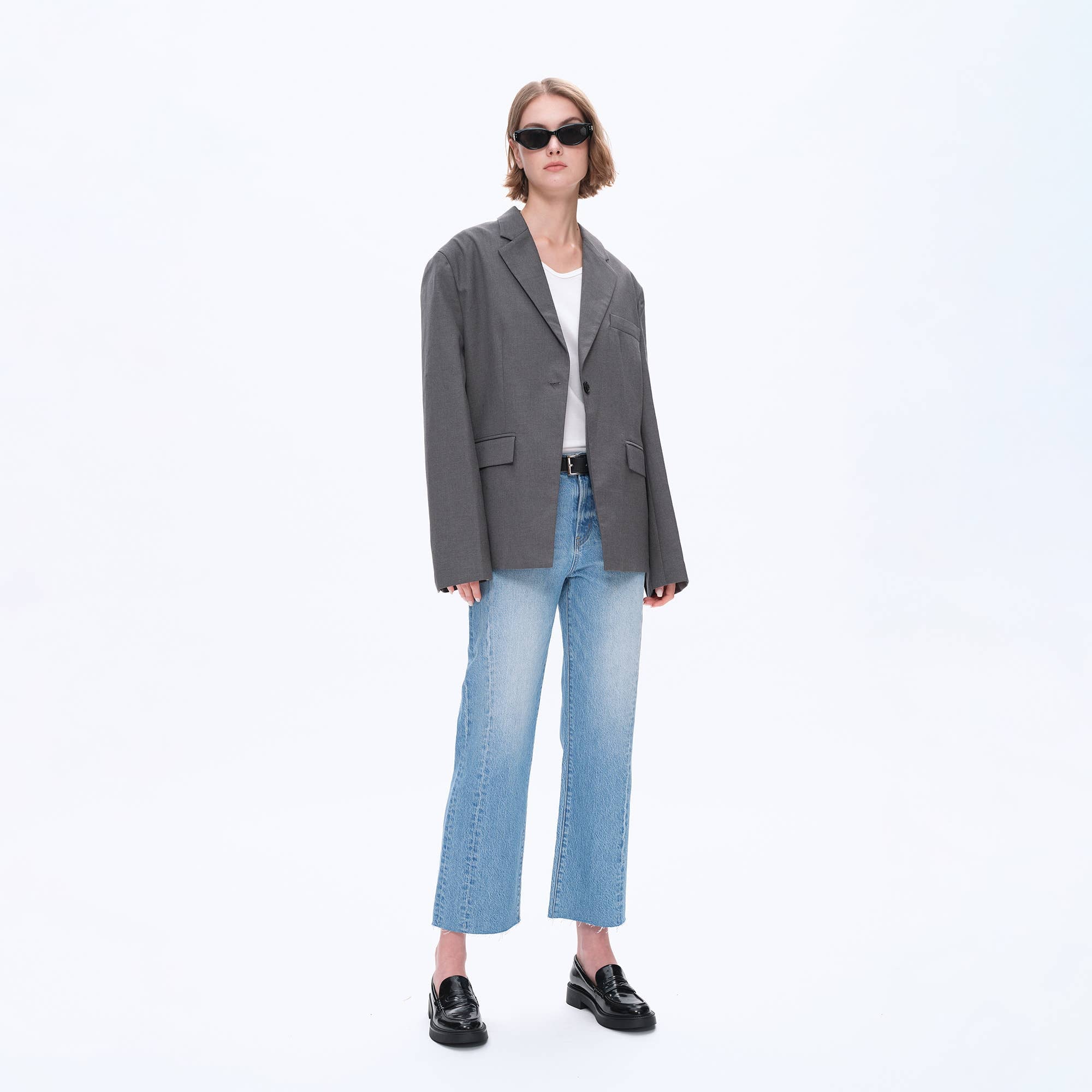 BAYEAS - HIGH RISE RELAXED STRAIGHT DENIM WITH RAW HEM