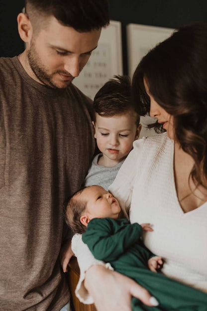 Three Little Tots - Forest Green Ribbed Knotted Newborn Baby Gown Sleepwear